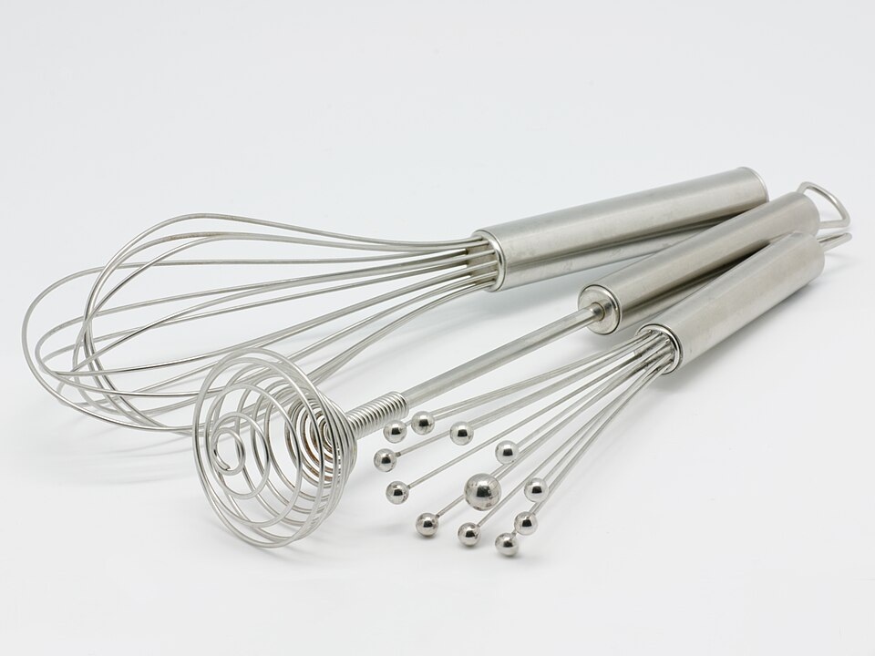 Shiny metal balloon whisks